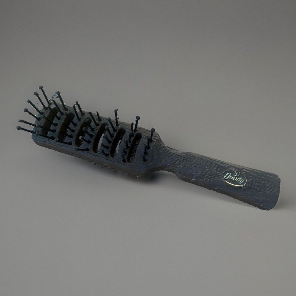 Vtg Goody Vented Hair Brush Blow Styling Small Travel Purse Plastic Faux Wood US